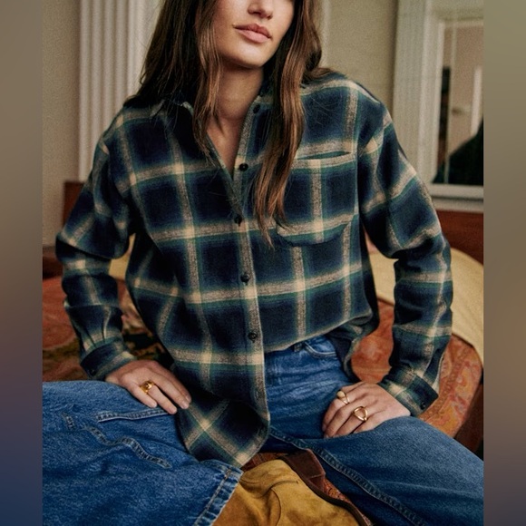 Sezane Max Shirt Shacket Hereford Check Plaid Oversized 36 / S